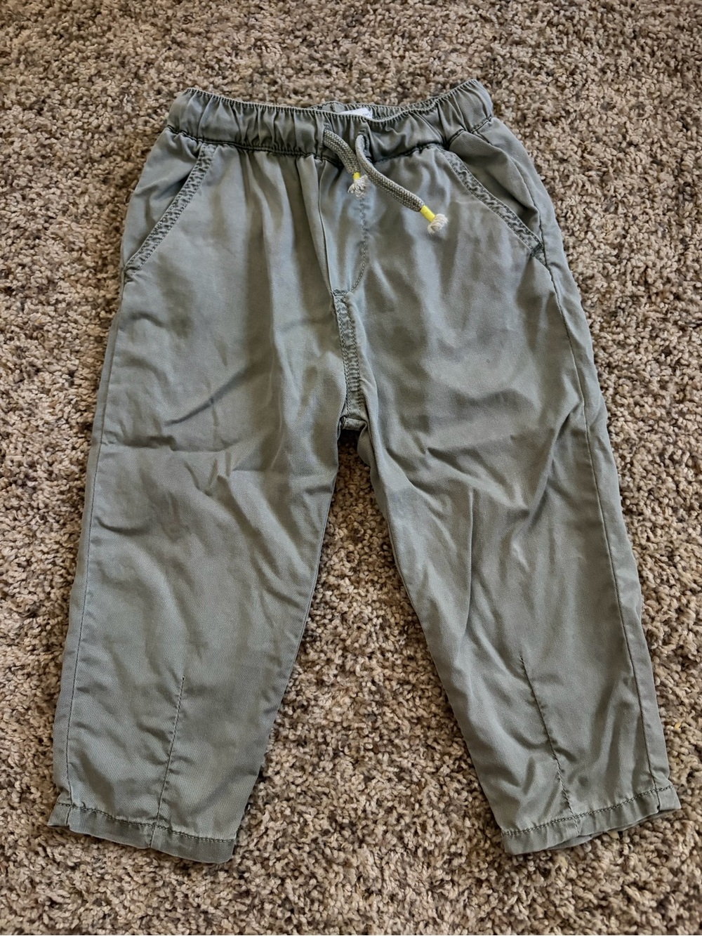 Zara Olive Green Drawstring Casual Kids Pants